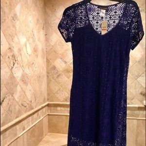 Lovely Tommy Bahama croquet lace blue long dress